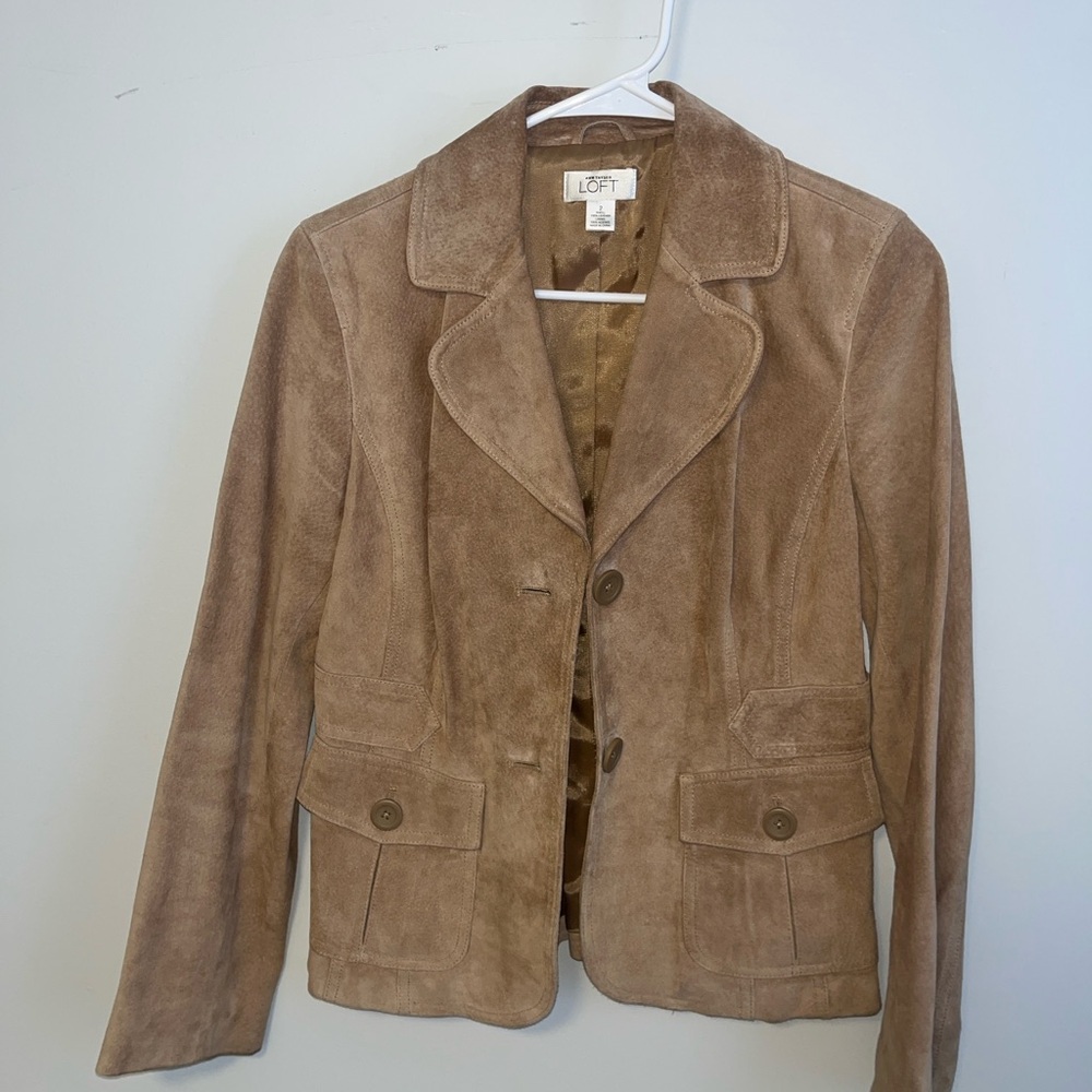 LOFT Tan Blazer Tailored Suede-Like Jacket